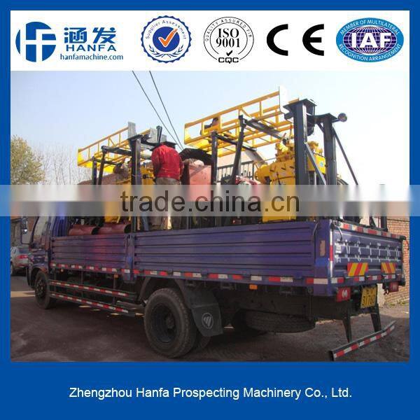 Wheel type or crawler water well drilling rig for selling!HF-2T hydraulic water well drilling rig