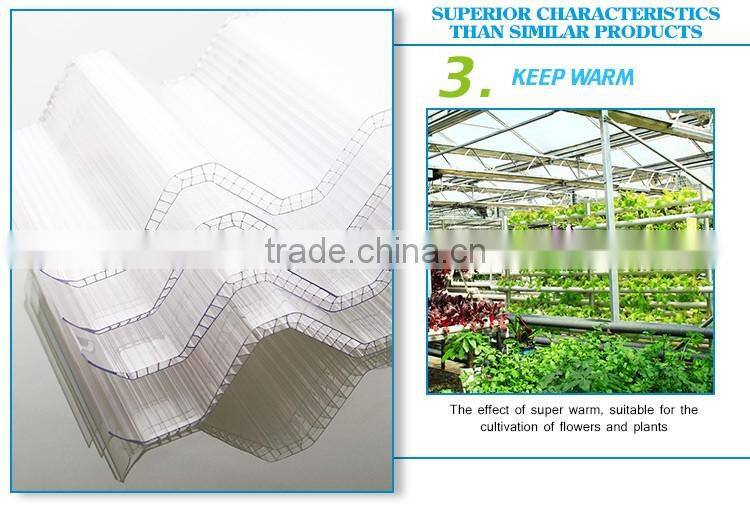 High Strength Polycarbonate UV coating pc corrugated transparent roofing sheet
