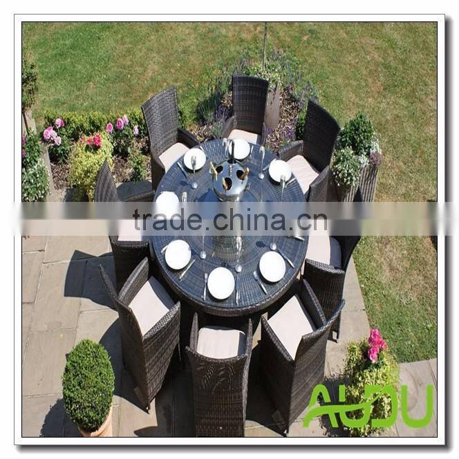 Audu 180cm Round Table and 8 Rounded Armchairs