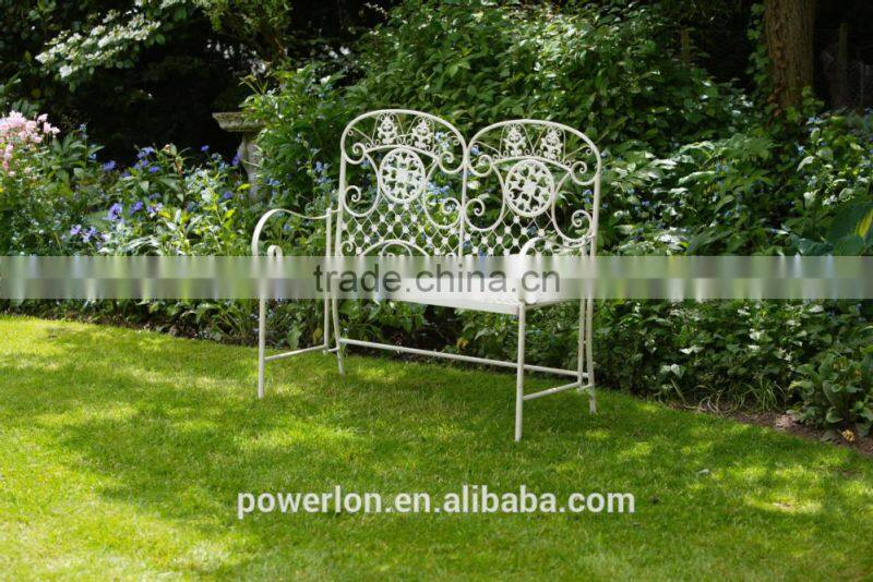 Outdoor double seat metal portable folding bench
