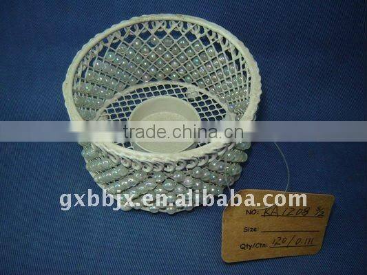 White pearl wire round decorative candle lantern craft
