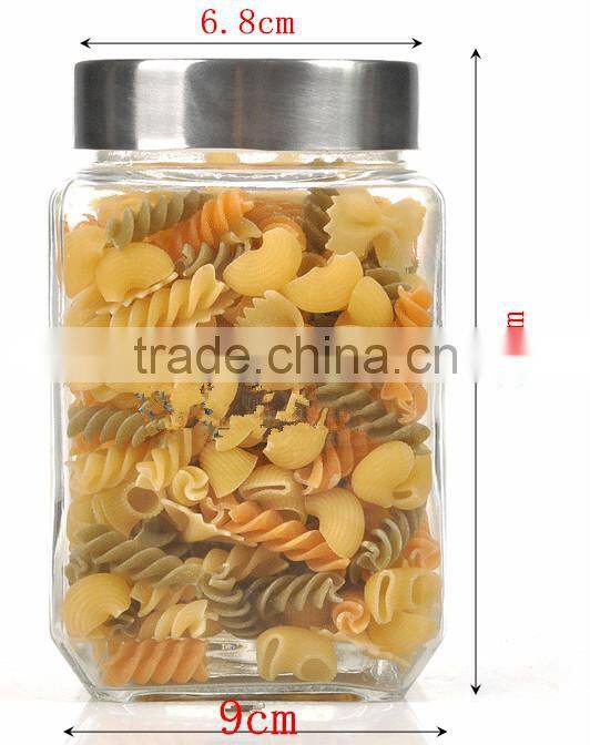 transparent dried food glass jar with plastic lids /metal lids