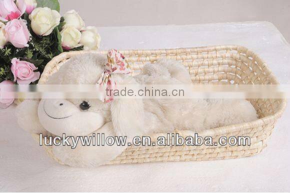 make corn husk storage basket with handle for gift&toys&food