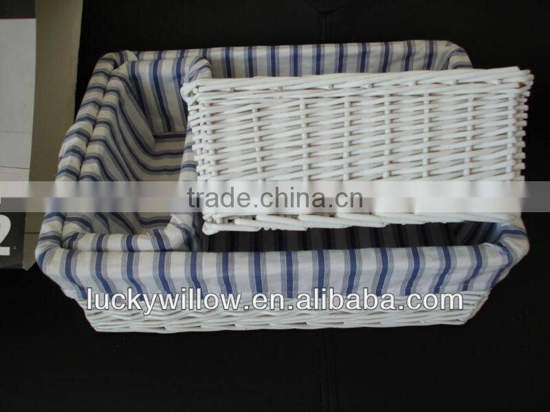 hand-made crafts willow storage baskets with cotton lining