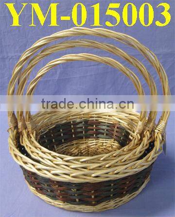 Round Willow Baskets with Handles