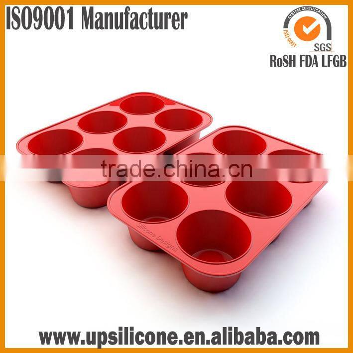 BPA Free Nonstick Red 12 -cup Silicone Baking Pan Silicone Muffin Pan