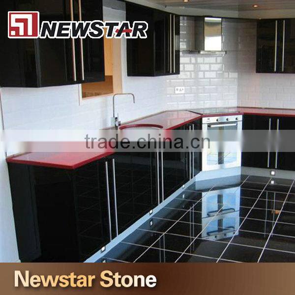 Black engineered stone black quartz tile flooring quartz price