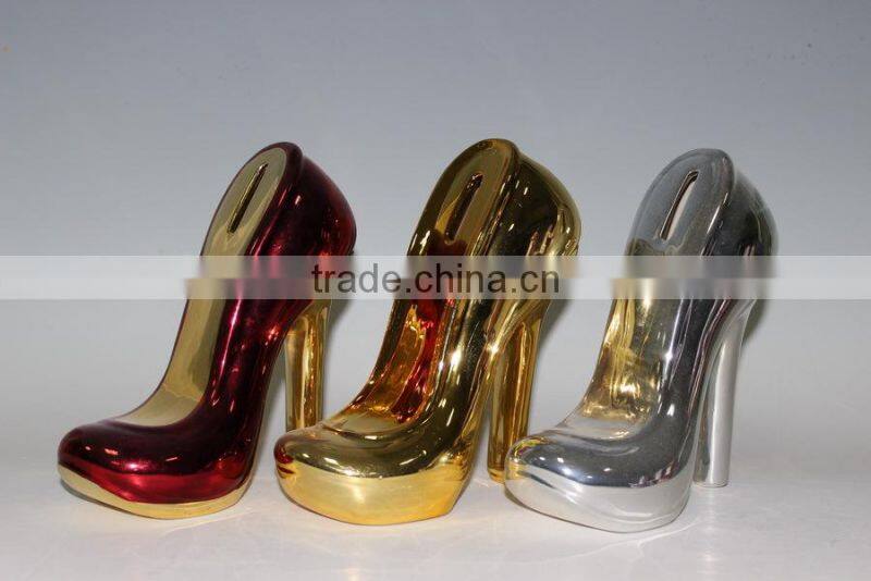 Ceramic high-heeled shoes coin bank