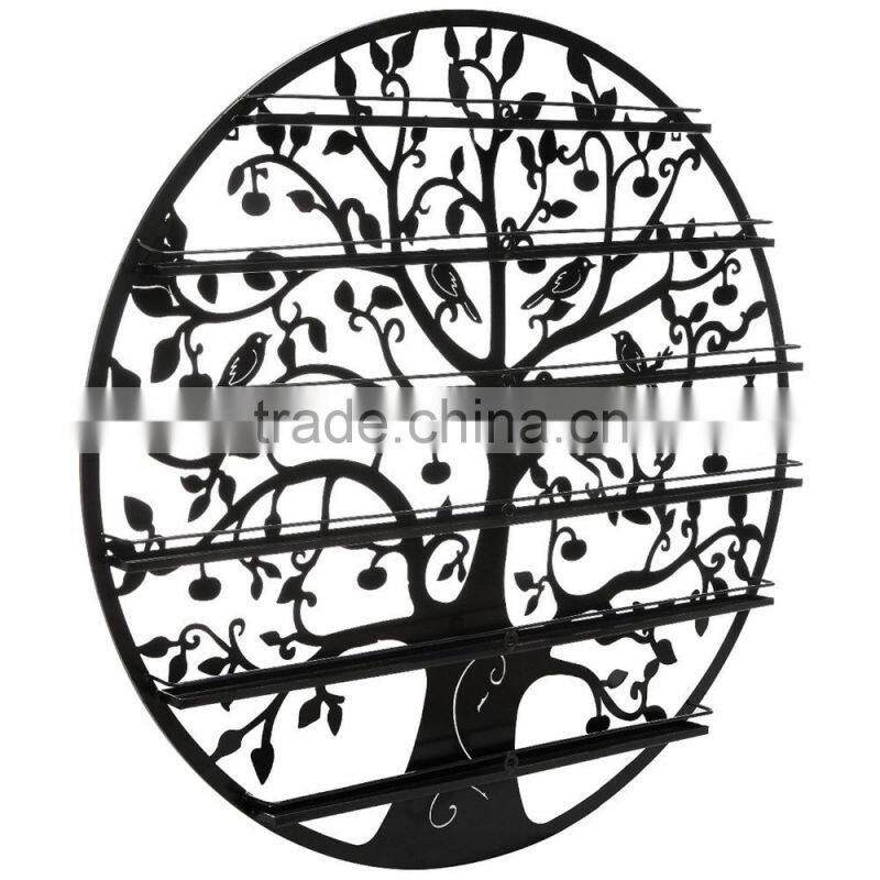 Tree Design Black Metal Wall Mounted 6-Tier Nail Polish Organizer Rack Rack
