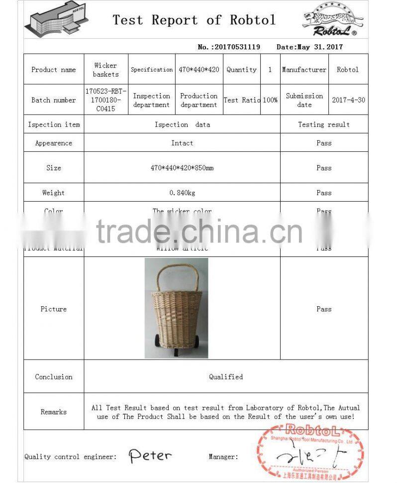 Unique vintage willow weaved woven wicker shopping trolley wheels basket cart