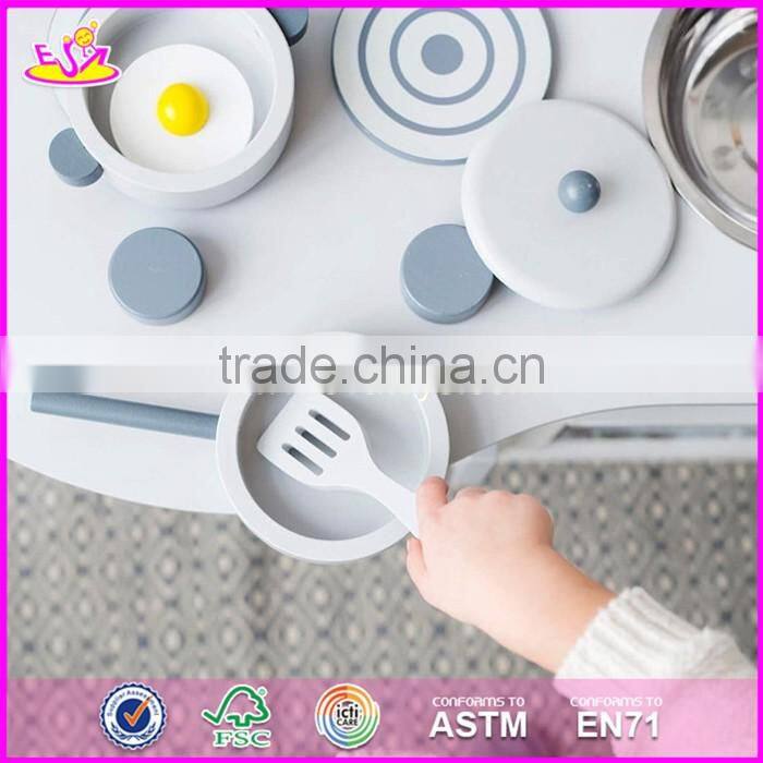 2017 new design funny white wooden kids play kitchen set W10C253