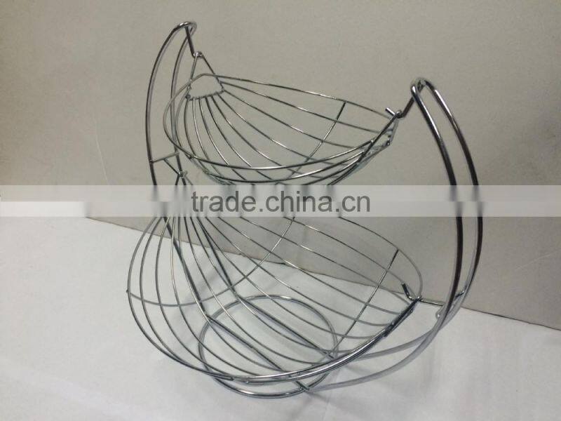 Double Tier Metal Fruit / vegetables Basket Stand
