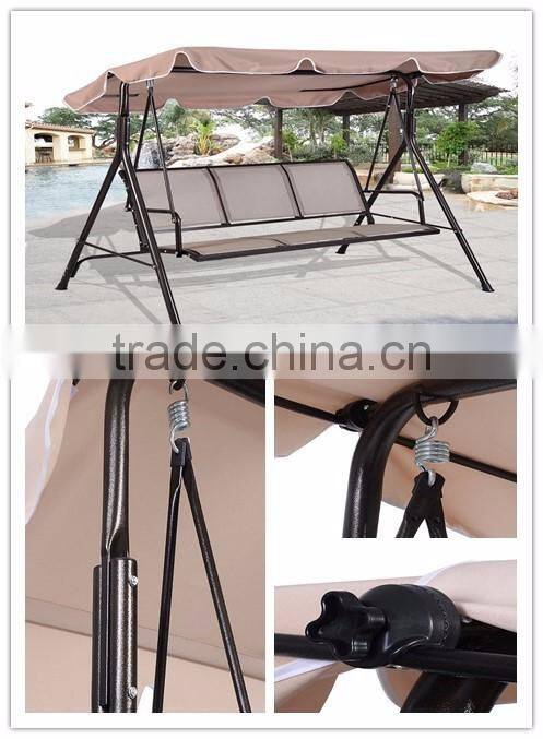 Customized 3 seats teslin garden swing chair outdoor swing chair for hot sale