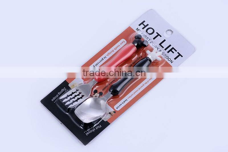 BXZ15 Adorable cute carton cutlery set kitchen utensils baby spoon and fork set