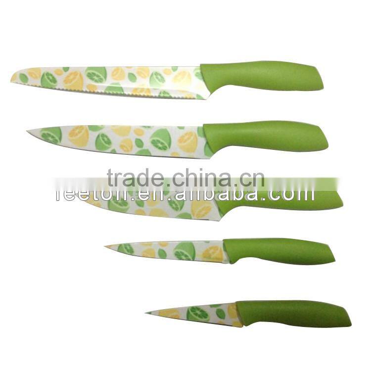 Stainless steel kitchen knife with color coating