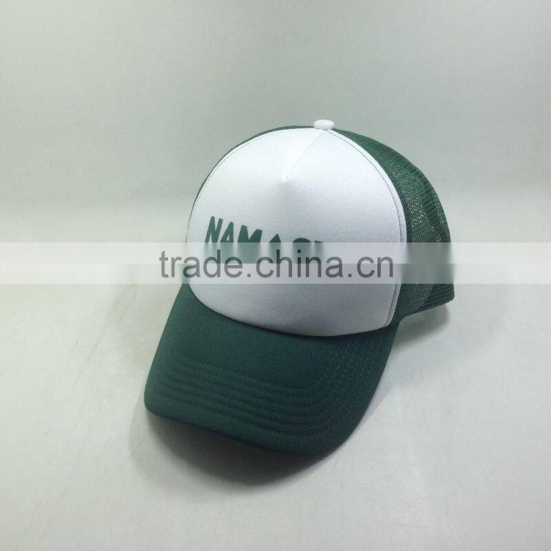 Screen Printed Logo Design Mesh Trucker Hats Green Color