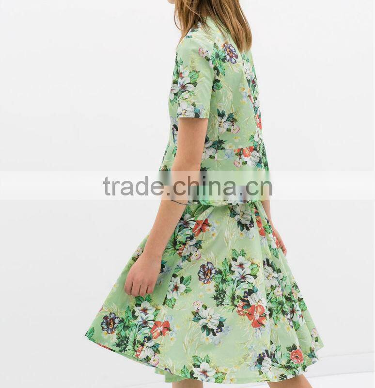 New round-neck joint wavy printing top