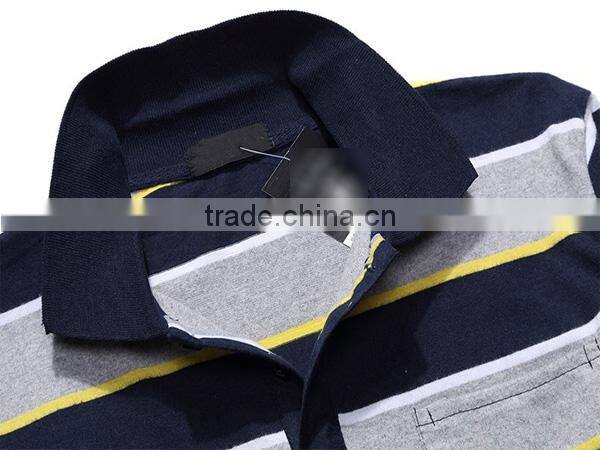 2016 black and white horizontal bands hot sale long sleeve men's polo shirt