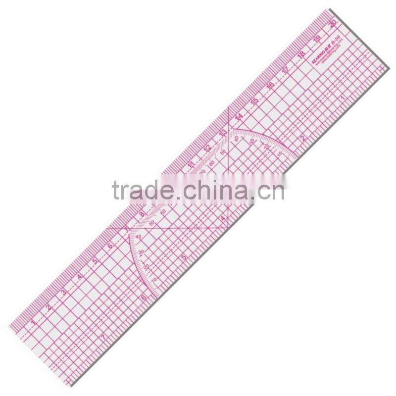 China manufacture yellow 3mm thickness plastic inking edges on all sides french curve ruler