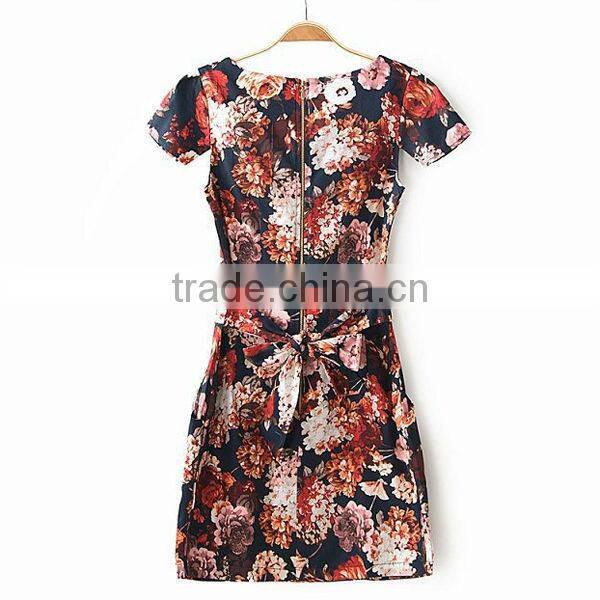 HD-D242 floral women midi bud dress/OEM ladies dress/factory new design