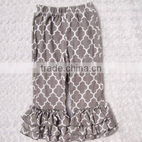 Solid Color Girls Icing Cotton Pants Icing Three Ruffle Leggings For Girls Wholesale Baby Kids Icing Ruffle Long Pants