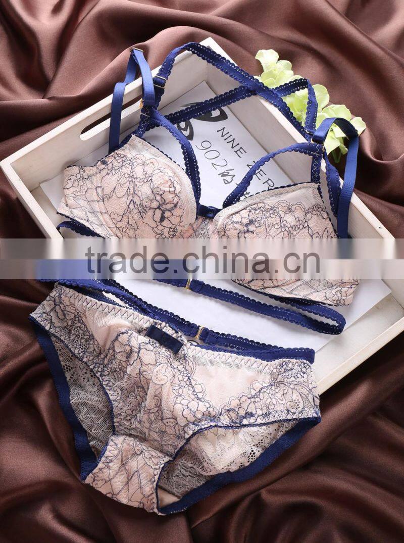 2016 New Design Fashion Sexy Fancy Bra Panty Set