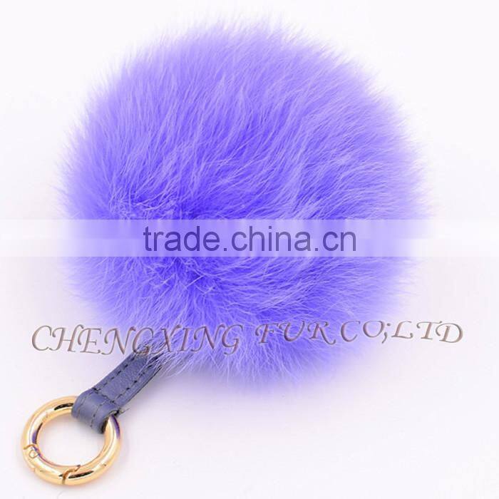 CX-A-63 New Promotional Fox Fur Ball Fur Pom Keychain with Fur Pompom