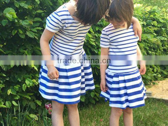 2017 new style Baby Clothes cheap wholesale Children's Boutique short sleeve blue summer children's stripe dress