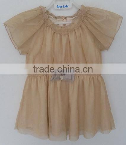 cute baby girls beige cool embroidered dress for Summer
