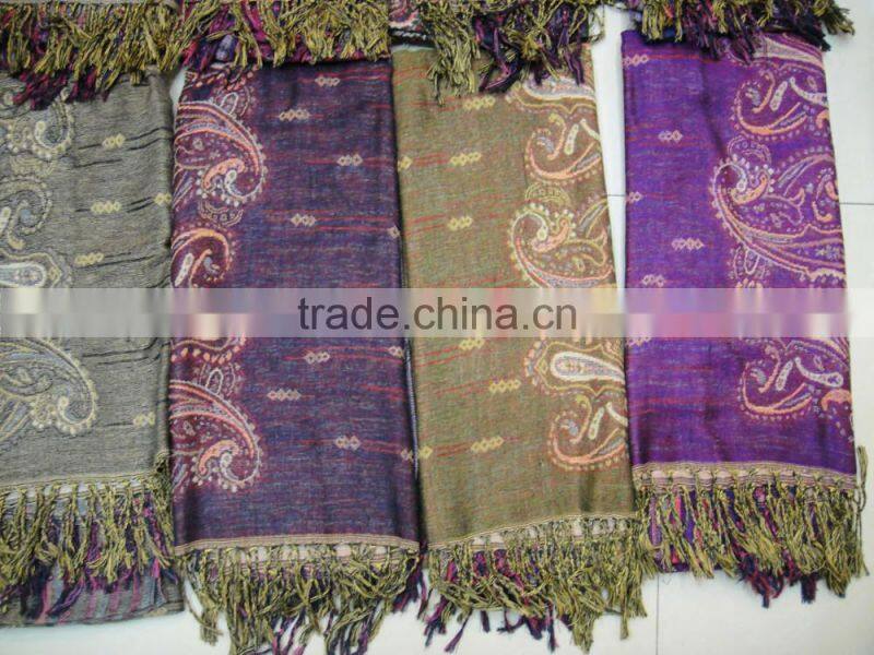 2016 Fashion women soft hot popular viscose rayon pashmina jacquard shawl