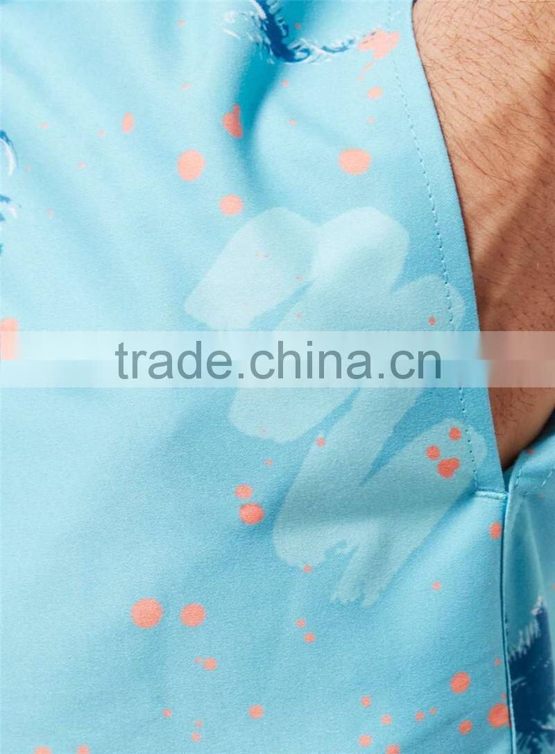 MGOO Foshan Manufacturer Custom Sublimation Print Mens Boardshorts Swimwear Mesh Inside DrawString Elastane Waistband