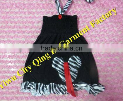 2015 Hot Sale Baby Chevron Ruffle Dress Girl Summer Pillowcase Dress Wholesale Baby Pocket Dress