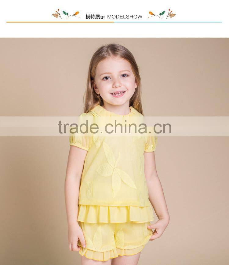 Fashion Puff Sleeve Girls Boutique Clothing Set Wholesale Children's Clothes