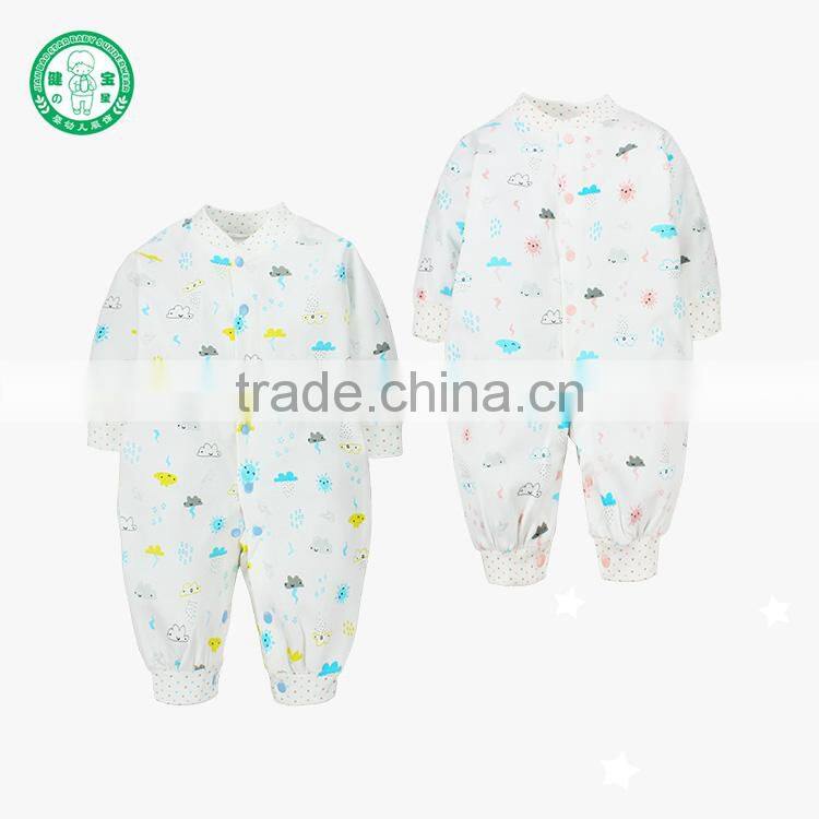 Stormy printing white newborn baby romper interlock 100% cotton baby clothing