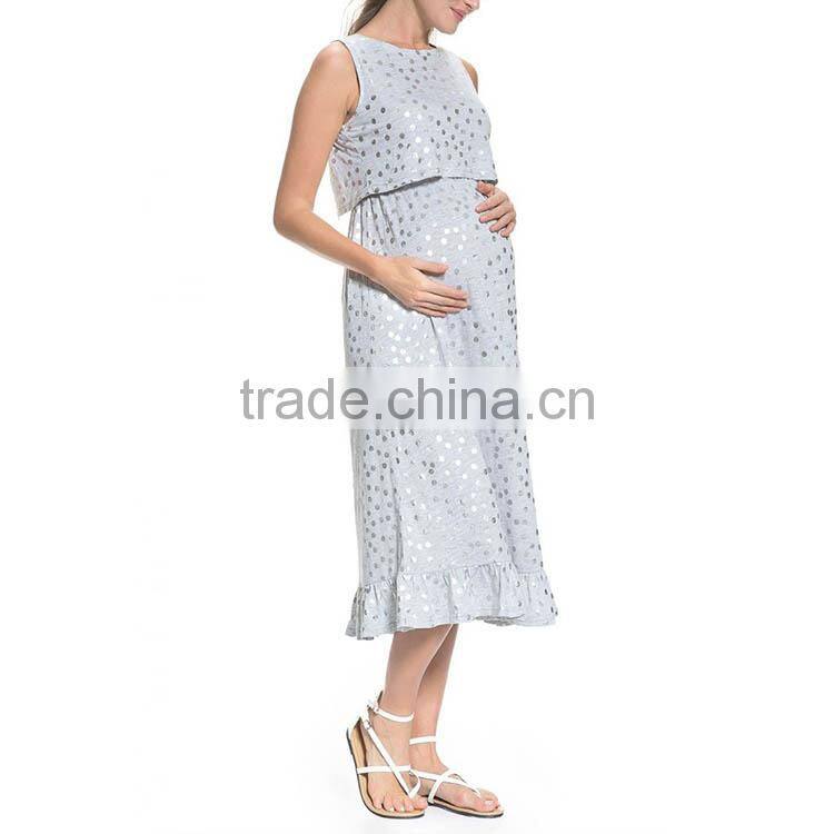 Wear Maternity Clothes Polka Dot Dress With Simple Ruffle Design And Breathable And Soft