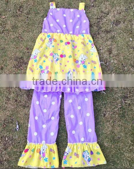 Girl Clothes Open-Seat Long Sleeve Cotton Baby Onesie Green Clover Pattern Knot Bow Organic Cotton Ruffles Romper