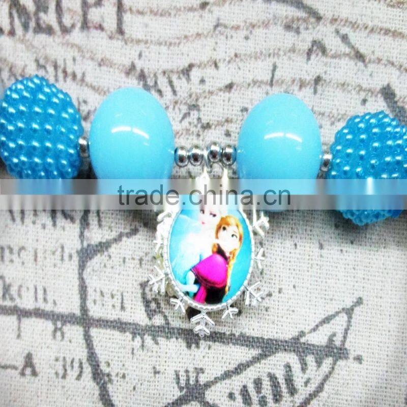 Turquoise Acrylic Bead Princess Chunky Necklace with pendant