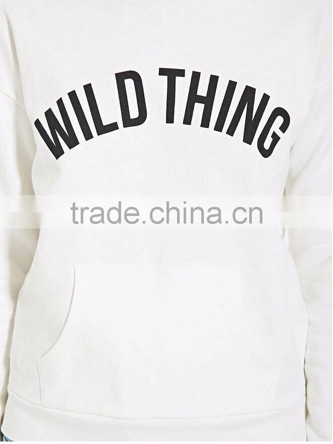 100% Cotton long sleeve women plain hoodies wholesale graphic print custom hoodies 2016