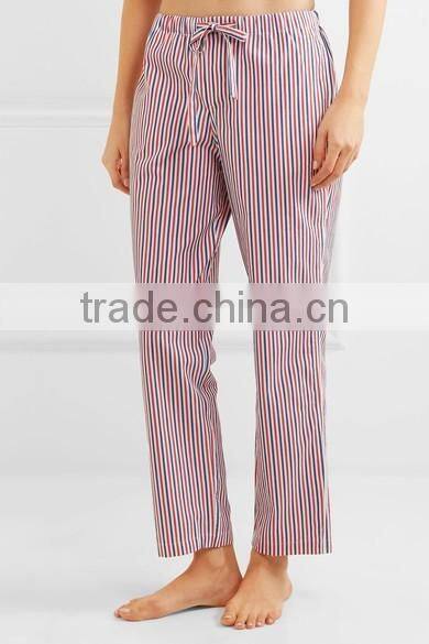 Custom 2017 striped cotton pajama set wholesale women nightwear sleepwear ladies nightwear pajama sets