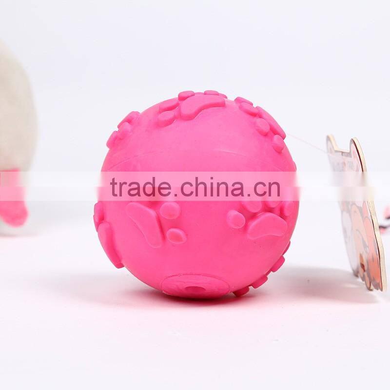 Colorful Bite resistant ruber dog tooth cleaning ball toy, dog chewing ball