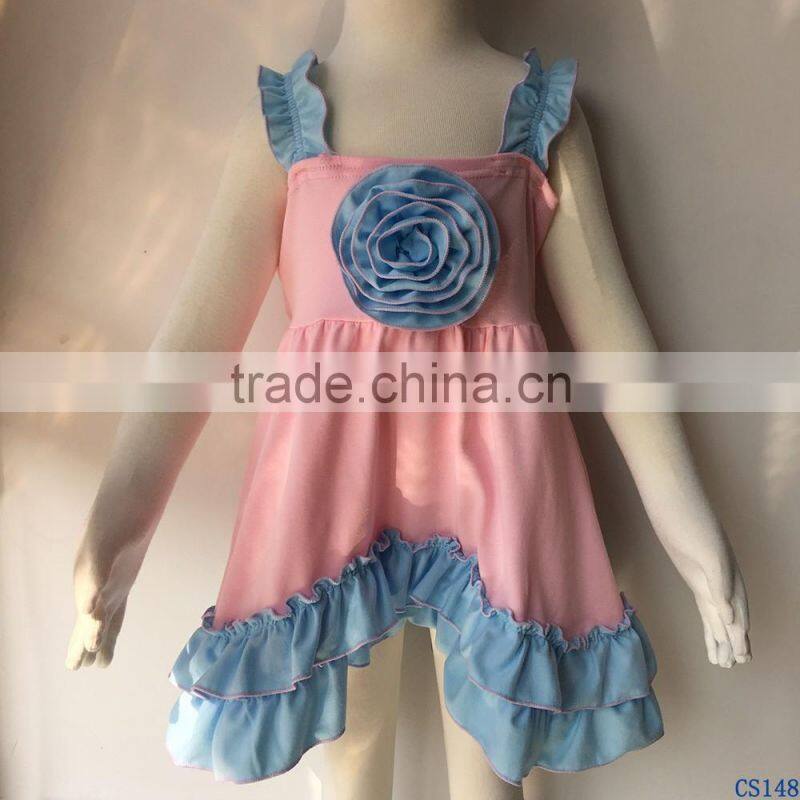 Newest Summer Children Frocks Designs Boutique Girls Cotton Short Sleeves one piece Lap Dresses