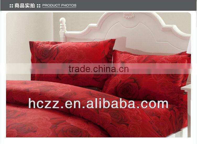 Red Flower Printing Bedding Set 4pcs