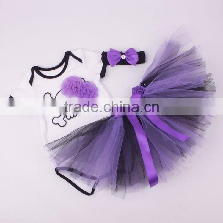 Baby Girls Halloween Boutique Outfit Skull Print Romper With Tutu Clothing M7041904