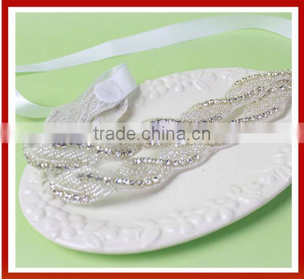 Bride Gold Crystal Beads Hair Band Elastic Headband Headmade Crystal Glass Beads Hair Band Girl Bridal Pearls Beads