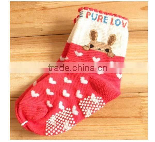 100%cotton cartoon anti-slip children socks