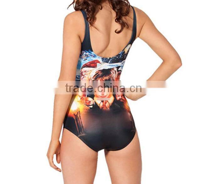 2013 New SEXY Womens European FIRST-YEAR SWIMSUIT One Piece Digital Print Backless Wetsuit S125-38
