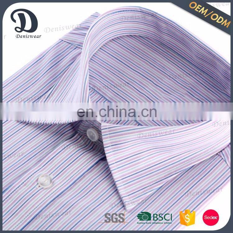 Cost price yarn dyed model man office shirts with narrow stripes