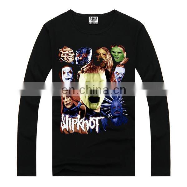 Rock cotton long sleeve shirt,t shirt screen printing,bulk t shirt printing