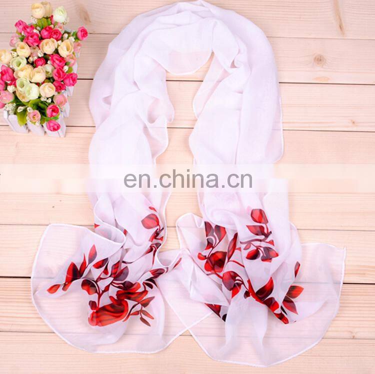 custom printing white chiffon beautiful scarf