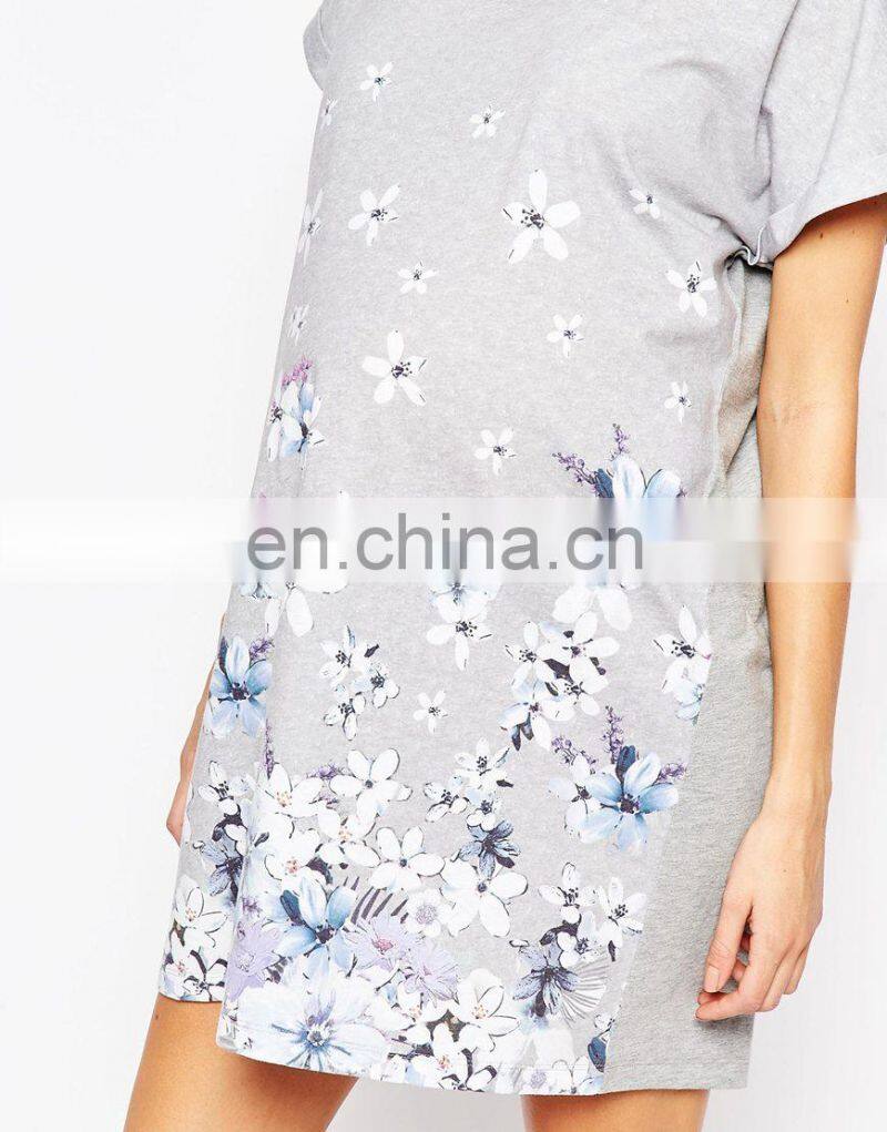 Oversized T-Shirt in Floral Print Maternity Pajama Sleepwear